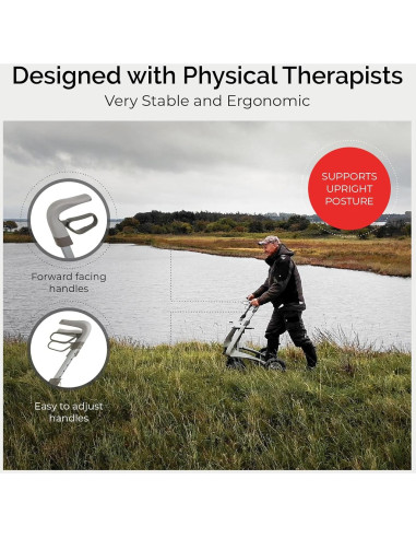 Andador Rollator Carbon Overland byACRE - Ligero 6.7 kg, Plegable