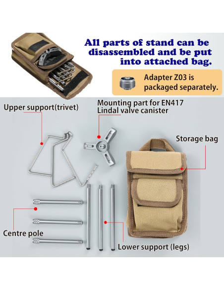 Estante de Cocina Campingmoon para Mochileros Z01 con Adaptador Estante de Cocina Campingmoon para Mochileros Z01 con Adaptador