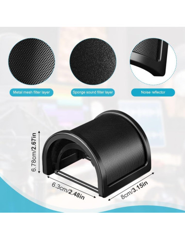Filtro Po-p para micrófono negro con 3 capas de protección
