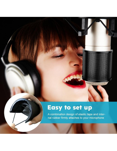 Filtro Po-p para micrófono negro con 3 capas de protección