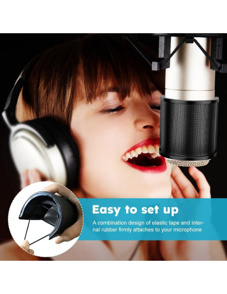 Filtro Po-p para micrófono negro con 3 capas de protección