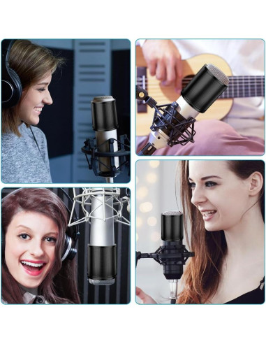 Filtro Po-p para micrófono negro con 3 capas de protección