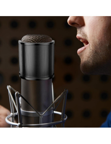 Filtro Po-p para micrófono negro con 3 capas de protección