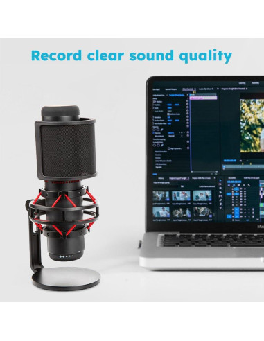 Filtro Po-p para micrófono negro con 3 capas de protección