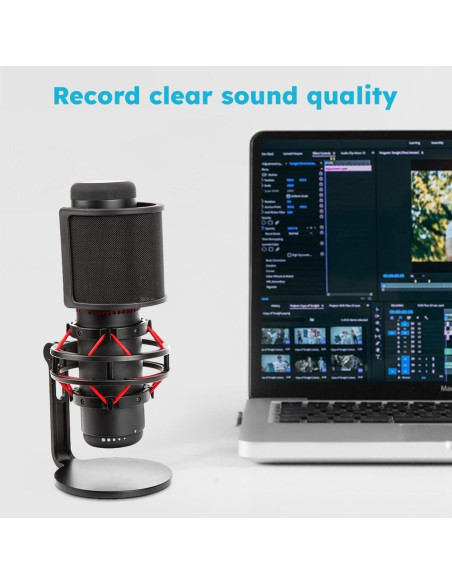 Filtro Po-p para micrófono negro con 3 capas de protección