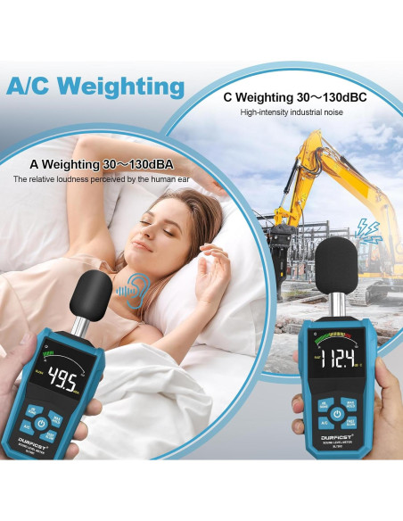 Medidor de Decibelios DURFICST SL720C con Pantalla LCD Color