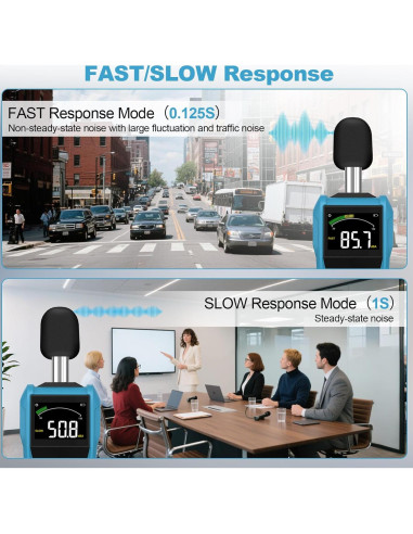 Medidor de Decibelios DURFICST SL720C con Pantalla LCD Color