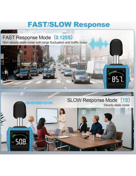 Medidor de Decibelios DURFICST SL720C con Pantalla LCD Color