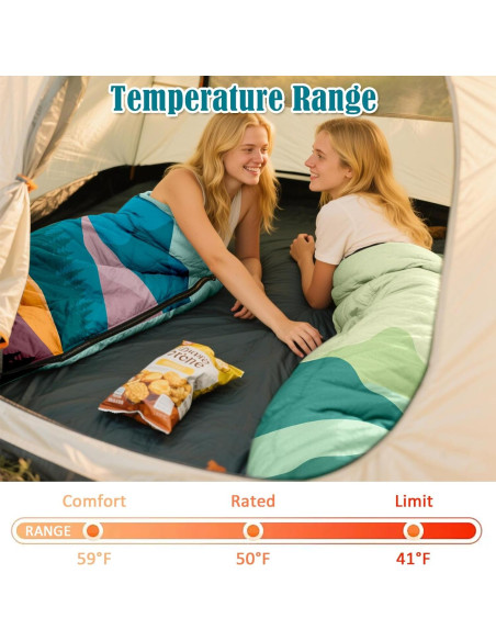 Saco de dormir AuSletie 3 estaciones impermeable 228.6x80cm