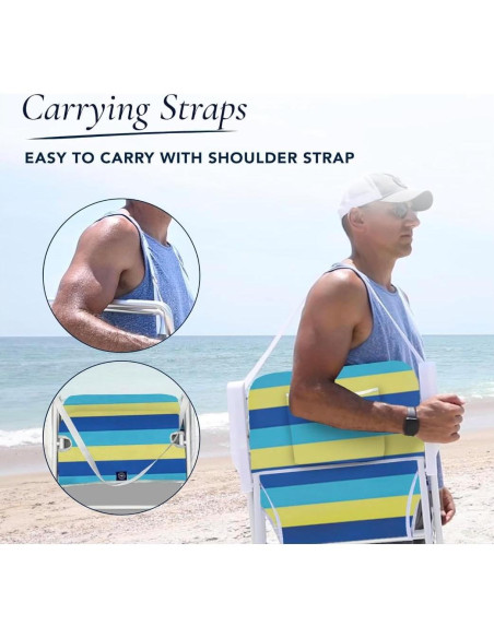 Silla de Playa Plegable Caribbean Joe Rayas Negras 1 Posición Silla de Playa Plegable Caribbean Joe Rayas Negras 1 Posición