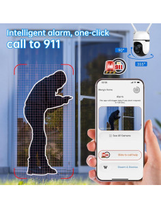 Cámara de Seguridad WiFi Potegrap 2K HD 24/7 con Alarma AI 911 2