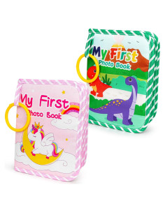 Álbum de Fotos de Bebé TSYAN 2PCS Tela Suave Dinosaurio 10x15 cm