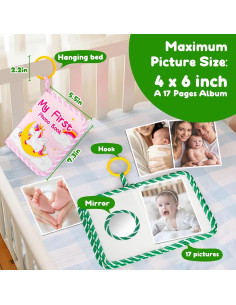 Álbum de Fotos de Bebé TSYAN 2PCS Tela Suave Dinosaurio 10x15 cm 2