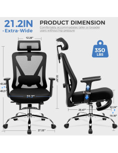 Silla de Oficina Ergonómica COMHOMA ErgoFlex-26, Soporte Lumbar 3D 2