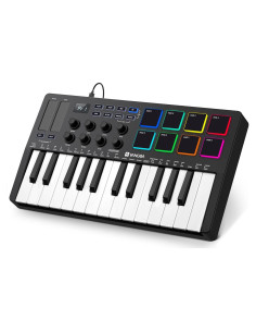 Teclado MIDI Vangoa 25 Teclas Negro con Pads RGB y Arpegiador
