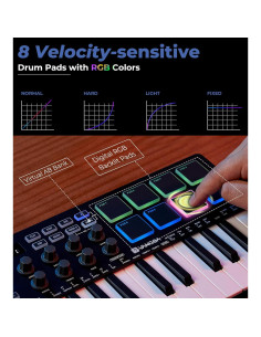 Teclado MIDI Vangoa 25 Teclas Negro con Pads RGB y Arpegiador 2