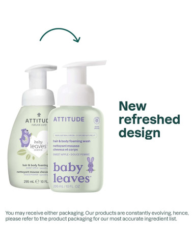 Jabón Espumoso 2-en-1 ATTITUDE para Bebés Manzana Dulce 300ml