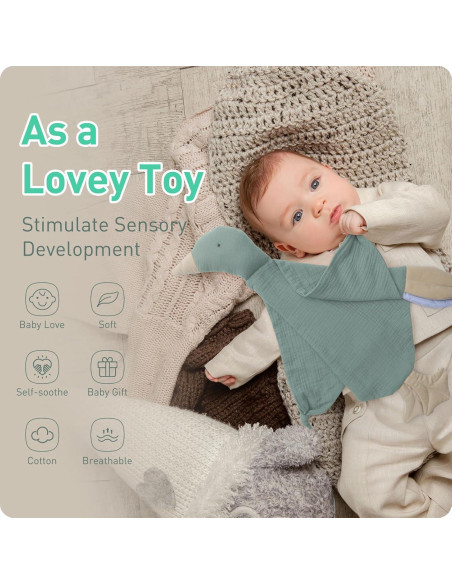 Manta Lovey Knirose de Algodón Orgánico para Bebés Verde Guisante