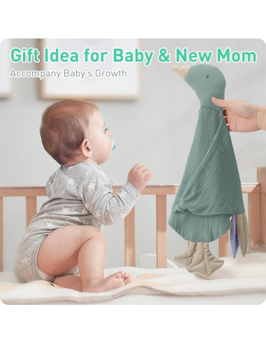 Manta Lovey Knirose de Algodón Orgánico para Bebés Verde Guisante