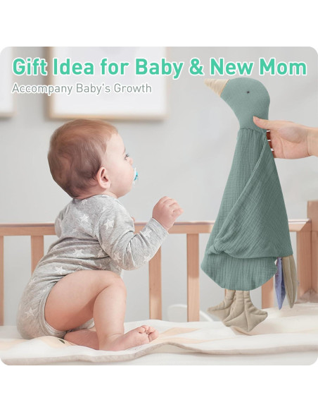 Manta Lovey Knirose de Algodón Orgánico para Bebés Verde Guisante