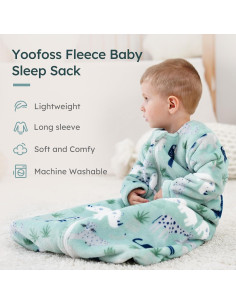 Saco de Sueño para Bebés Yoofoss 0-6 Meses 1.5 Tog Forro Polar 2
