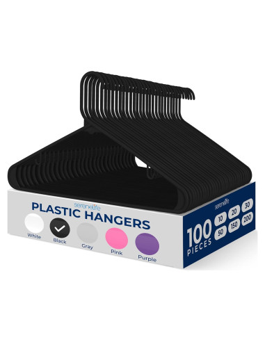 Perchas de Plástico SereneLife 100 Piezas Antideslizantes