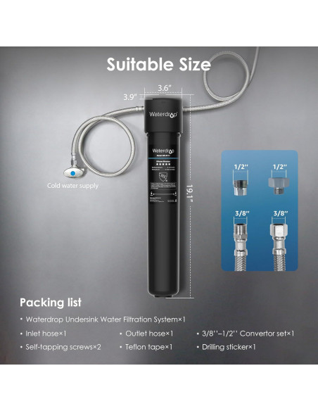 Filtro de Agua Bajo Fregadero Waterdrop WD-17UA 24000L
