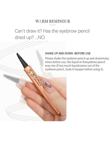 Lápiz de Cejas Yulinlon 4 Puntas Impermeable Marrón Claro