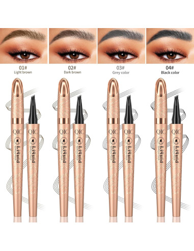 Lápiz de Cejas Yulinlon 4 Puntas Impermeable Marrón Claro