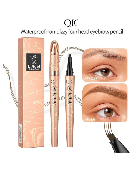 Lápiz de Cejas Yulinlon 4 Puntas Impermeable Marrón Claro