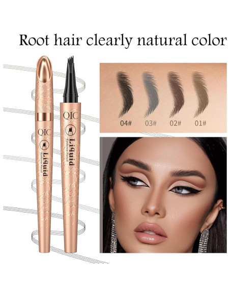 Lápiz de Cejas Yulinlon 4 Puntas Impermeable Marrón Claro