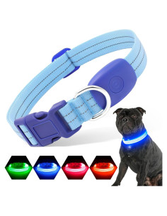 Collar LED Recargable PZRLit para Perros Pequeños Azul