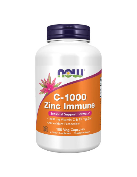 Suplemento Inmunidad NOW Foods C-1000 con Zinc 180 Cápsulas Veganas Suplemento Inmunidad NOW Foods C-1000 con Zinc 180 Cápsulas Veganas