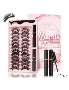 Kit de Pestañas Magnéticas YMOJIA 12 Pares 3D Reutilizables