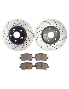 Discos de Freno Delanteros Perforados y Pastillas Cerámicas Atmansta para Toyota Corolla 2003-2008
