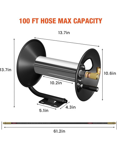 Carrete de Manguera de Alta Presión BreAro 30.48 m 4000 PSI