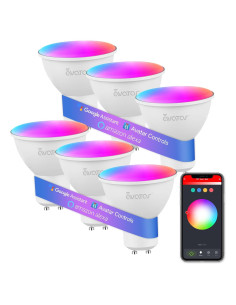 Paquete de 6 Bombillas LED Inteligentes GU10 5W RGB WiFi
