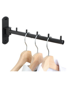 Perchero Plegable Mooche Montado en Pared 5 Ganchos Negro