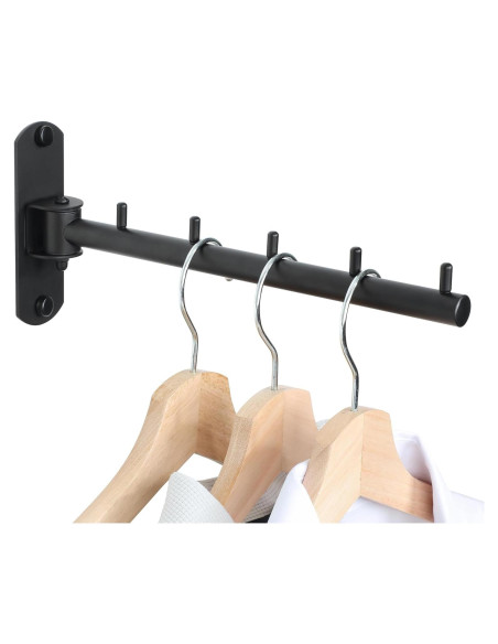 Perchero Plegable Mooche Montado en Pared 5 Ganchos Negro