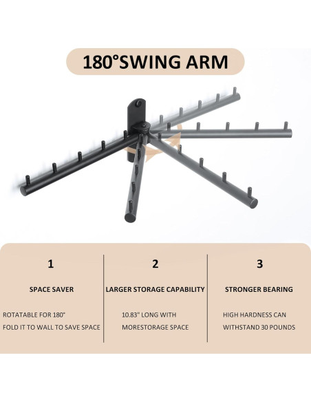 Perchero Plegable Mooche Montado en Pared 5 Ganchos Negro