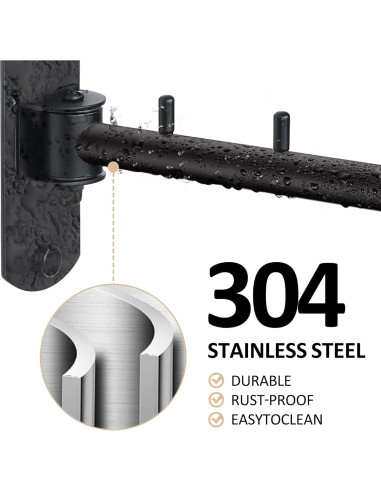 Perchero Plegable Mooche Montado en Pared 5 Ganchos Negro