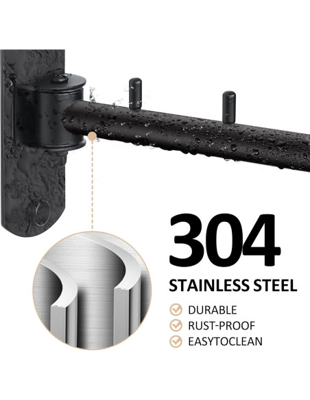 Perchero Plegable Mooche Montado en Pared 5 Ganchos Negro