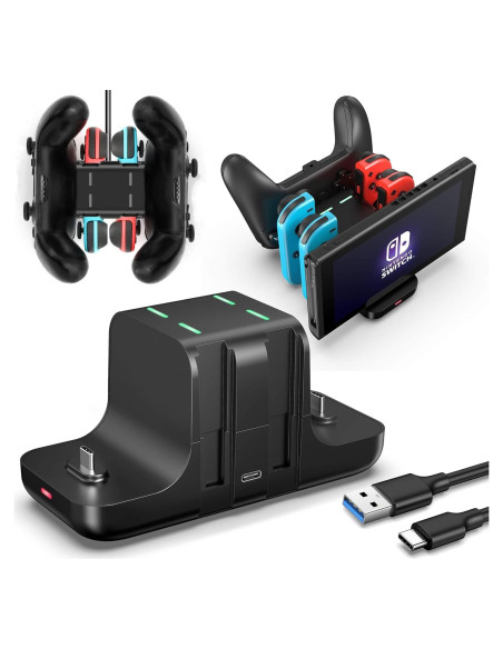 Estación de Carga 6-en-1 FANPL para Nintendo Switch y Joy-Con