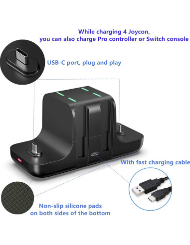 Estación de Carga 6-en-1 FANPL para Nintendo Switch y Joy-Con