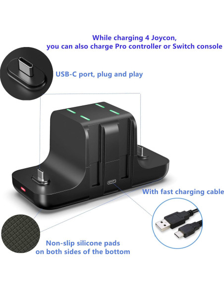 Estación de Carga 6-en-1 FANPL para Nintendo Switch y Joy-Con