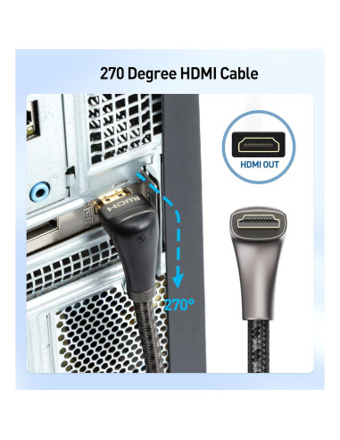 Cable HDMI 8K 48Gbps Cable Matters 2m Ángulo Derecho Negro