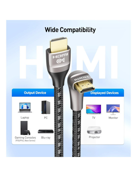 Cable HDMI 8K 48Gbps Cable Matters 2m Ángulo Derecho Negro Cable HDMI 8K 48Gbps Cable Matters 2m Ángulo Derecho Negro
