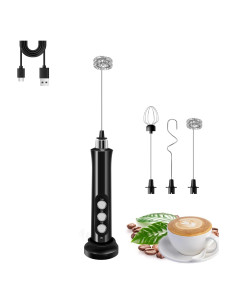 Espumador de Leche Recargable Styuanmmy con 3 Varillas Inoxidable