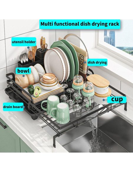Escurridor de Platos Expandible DREMAK con Soporte para Utensilios