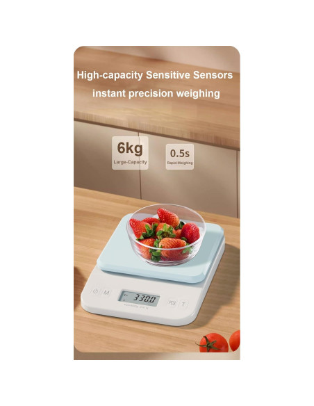 Balanza Digital de Cocina YRY Elfo Blanco 6kg/0.1g LCD Retroiluminado